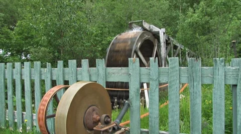 Waterwheel and Grindstone Stock-Footage 8532528