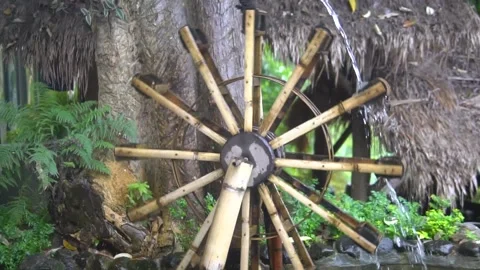 A waterwheel rotates on its axis aesthetically Video stock 220239787