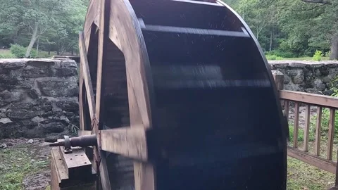 Waterwheel spinning front view Stock Footage 246715653