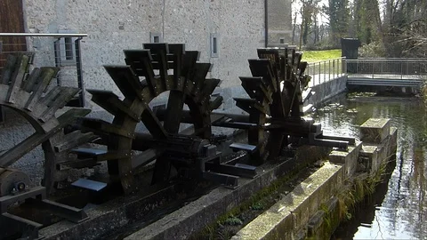 Waterwheel of water mill in action Stock Footage 112660852