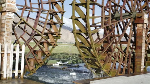 Waterwheels in a river. Stock Footage 31701362