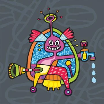 Watery alien Craft Stock Illustration
