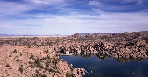 Watson Lake Dam Pan Stock Footage 83945780