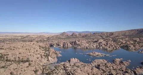 Watson Lake Drone Fly Over, Prescott Arizona Stock Footage 83919292