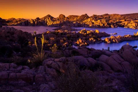 Watson Lake Sunset Stock Photos