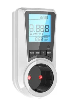 Watt Meter, Plug-in Socket Power Meter, Auto Cost Calculator, 3D rendering Stock Illustration