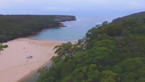 Wattamola Beach Cinematic Drone View Stock Footage 196190824