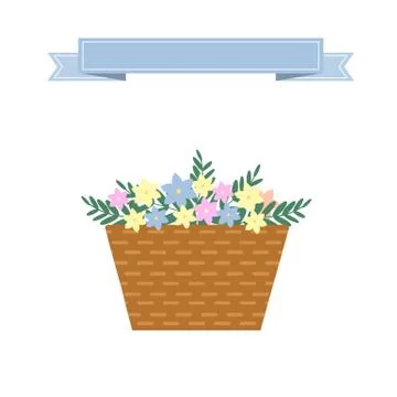 Wattled basket with flowers Illustrazione stock