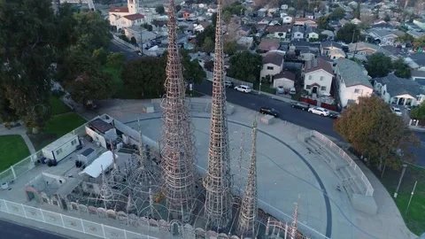 Watts Towers pull back Stock Footage 262605354