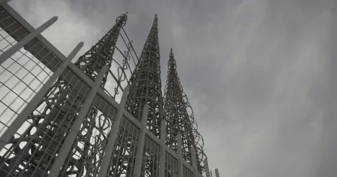 Watts Towers - Tracking Alongside The Towers Stock Footage