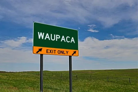 WAUPACA US Highway Exit Only Sign Stock Photos