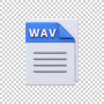 WAV file, format, 3D icon. Stock Illustration