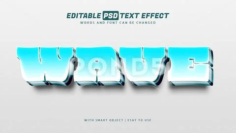 Wave 3d blue style text effect editable PSD Template