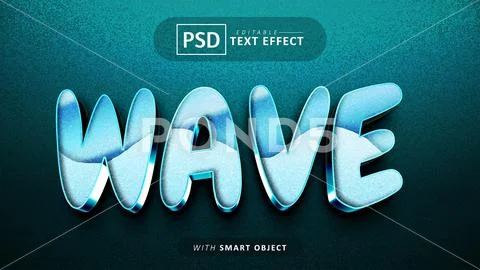 Wave 3d text effect editable PSD Template