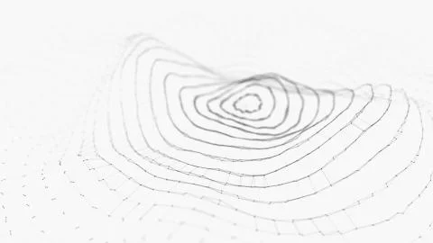 Wave 3d. Wave of particles. 3D glowing abstract digital particles background. Stock Illustration