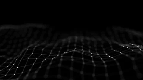 Wave 3d. Wave of particles. Abstract Black Geometric Background. Big data vis Illustrazione stock