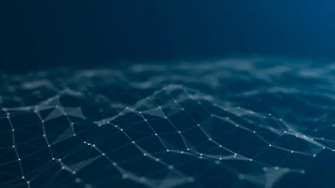 Wave 3d. Wave of particles. Abstract Blue Geometric Background. Big data visu Illustrazione stock