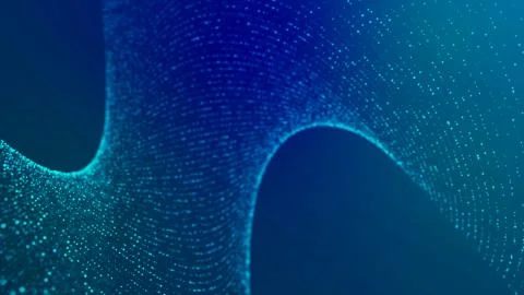 Wave 3d. Wave of particles. Abstract Blue Geometric Background. Big data visu イラスト素材