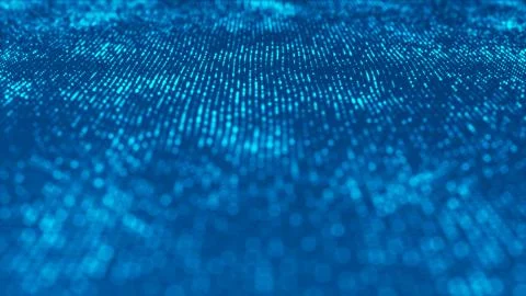 Wave 3d. Wave of particles. Abstract Blue Geometric Background. Big data 스톡 일러스트