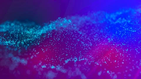 Wave 3d. Wave of particles. Abstract Blue Geometric Background. Big data Stock Illustration