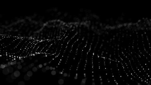 Wave 3d. Wave of particles. Abstract Black Geometric Background. Big data Illustrazione stock