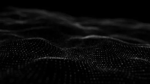 Wave 3d. Wave of particles. Abstract Black Geometric Background. Big data Stock Illustration