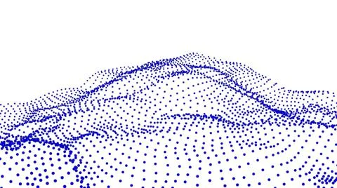 Wave abstract data dots blue molecule plexus sound pattern isolated on white 3D Stock Illustration