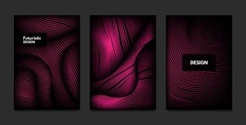 Wave. Abstract Geometry. Cover Design Templates Set with 3d Effect. Vibrant G Stock Illustration