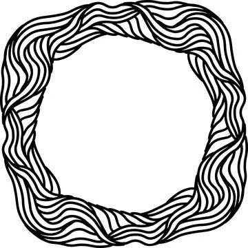 Wave abstract ornate simple frame. Vector black and white illustration. イラスト素材