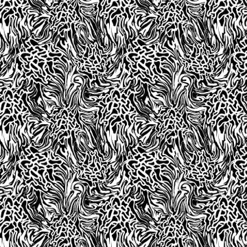 Wave abstract pattern. monochrome background. Black chaos design- Illustration Stock Illustration