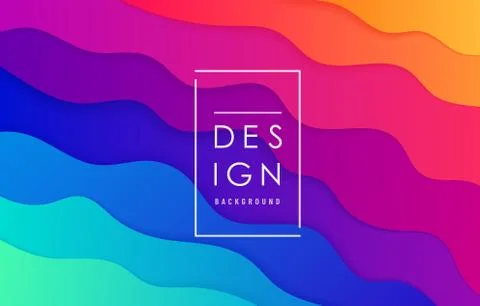 Wave abstract vector background. Wavy layout in bright vibrant rainbow color for Stock Illustration