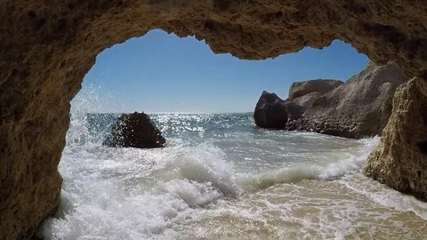 Wave in the Algarve Stock Footage 105262565