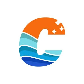 Wave Alphabet C Logo Stock Illustration