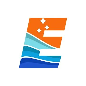 Wave Alphabet E Logo Stock Illustration