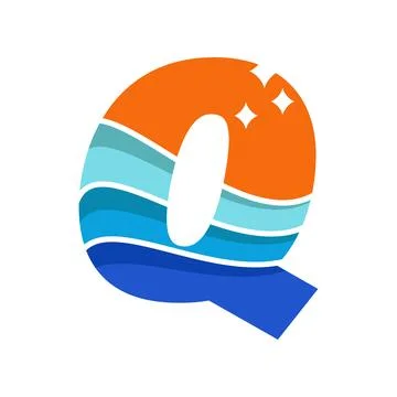Wave Alphabet Q Logo Stock Illustration