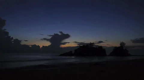 Wave and beach during sunrise Stock Footage 34385955