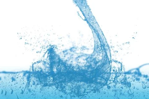 Wave and bubbles over white background Stock Photos