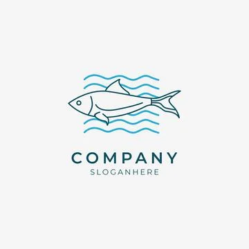 Wave and fish logo element Stock Illustration