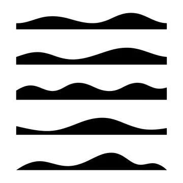 Wave and mountain horizon edge silhouette vector illustration set Stockillustratie