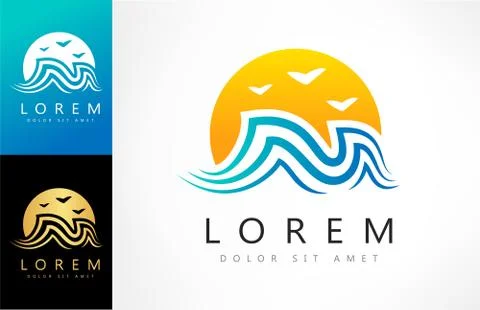 Wave and sun logo Stock Illustration