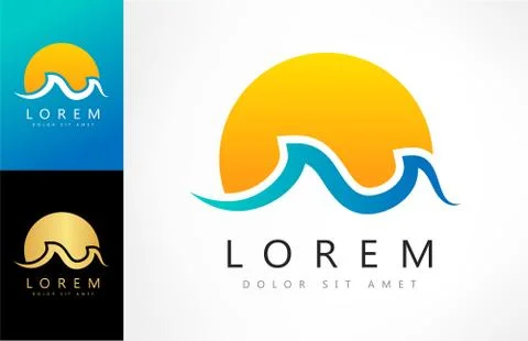 Wave and sun logo Stock Illustration