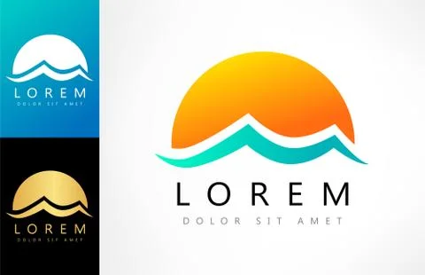 Wave and sun logo Stock Illustration