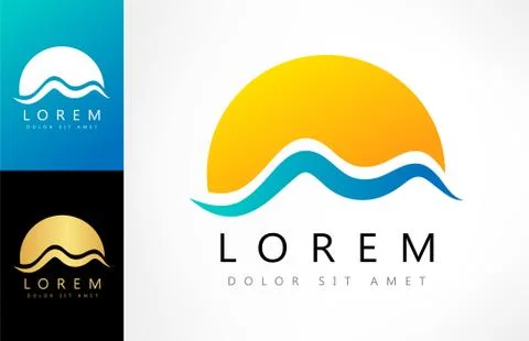 Wave and sun logo Stock Illustration