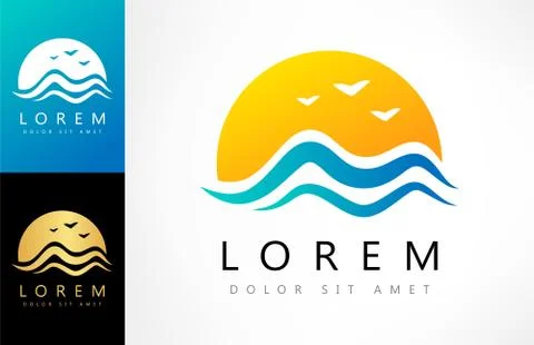 Wave and sun logo Stock Illustration