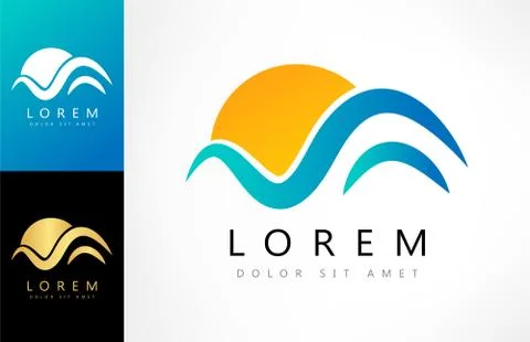 Wave and sun logo Stock Illustration