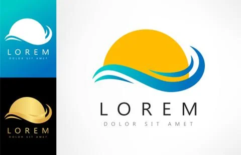 Wave and sun logo Stock Illustration