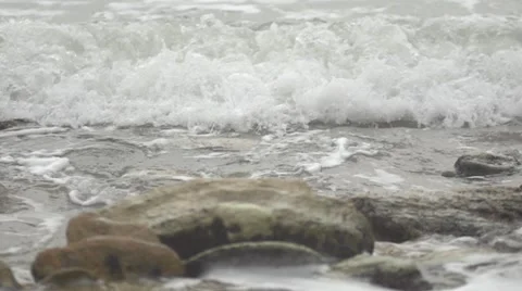 Wave approaching the shore. Slow motion. Stock Footage 52952076