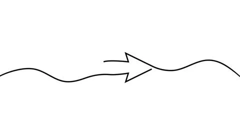 Wave arrow one line motion energy flow sinusoidal curve physics signal dire.. Illustrazione stock