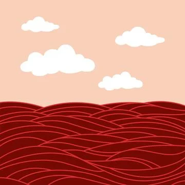 Wave background design with clouds. Stock Illustration