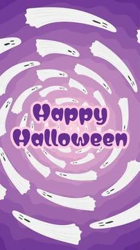 A wave background with ghosts flying in a circle, purple and pink background Stock-Illustration